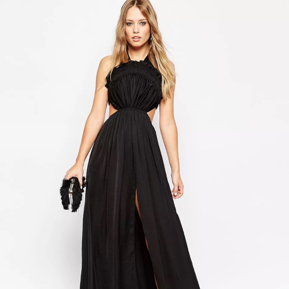 Needle and Thread Black Floor Length Maxi Dresss